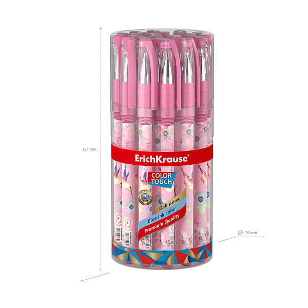 Ручка шариковая ErichKrause ColorTouch® Colibri, цвет чернил синий (в тубусе по 24 шт.)