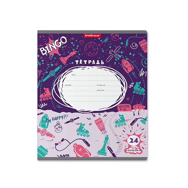 Тетрадь 24 л. лин. "Cosmic Trash"  ErichKrause  (в плёнке по 10 шт.)_MIX-PACK