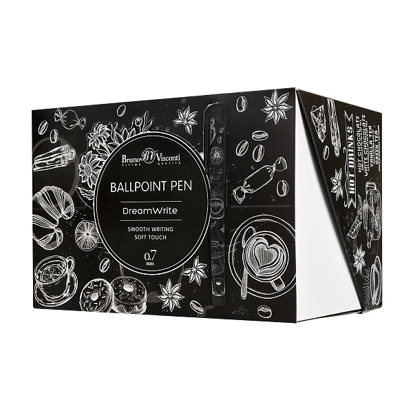 Ручка шариковая 0,7 мм "DreamWrite. Caffè nero" в тубусе Синие чернила, 3 вида   