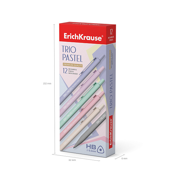 Карандаш механический ErichKrause Trio Pastel 0.5 мм, HB (в коробке)