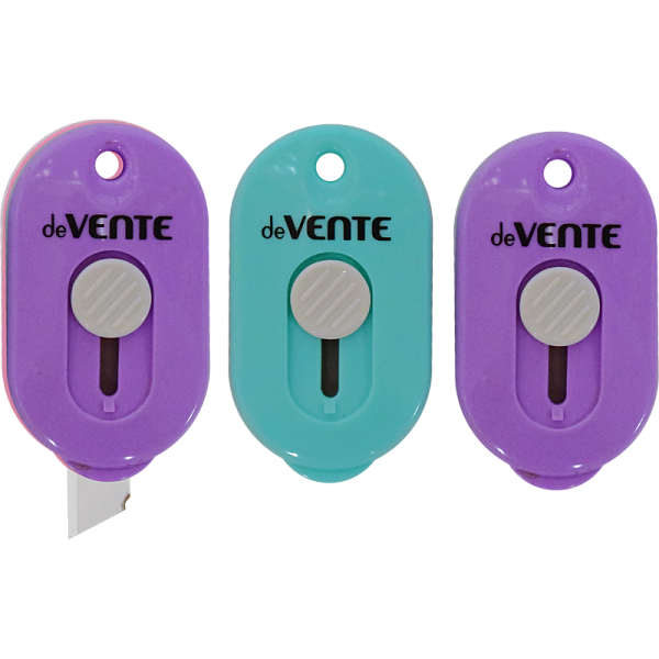 Нож канцелярский 9 мм "deVENTE. Pastel" 6,3 см, пластиковое направляющее, в пластиковой тубе, ассорти с индивидуальной маркировкой