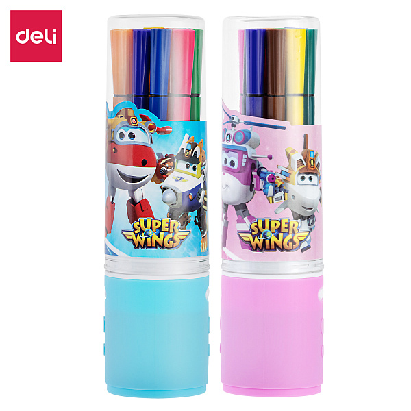 Фломастеры 12 цв. Deli  Super Wings пластиковая туба
