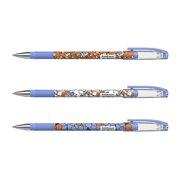 Ручка шариковая ErichKrause Tulips Stick, цвет чернил синий (в тубусе по 24 шт.)