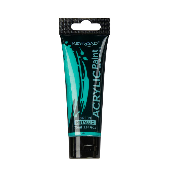 Акрил 75 мл туба KEYROAD художественный зеленый металлик