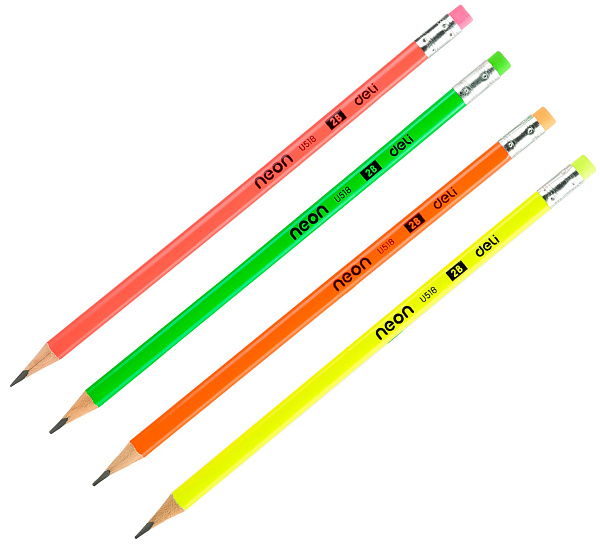 Карандаш ч/г 2B Deli Neon трехгран. тополь карт.кор. ластик