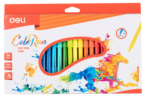 Фломастеры 24 цв. Deli ColoRun Вентилируемый колп., коробка с европодвесом