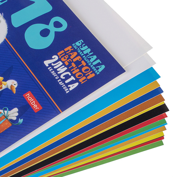 Набор картона 8 цветов + 2 белых и цветной бумаги 8 цветов А4 "ДоброГусь", в папке