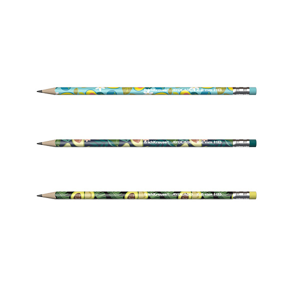 Карандаш ч/г HB ErichKrause Avocado с ластиком трехгранный 
