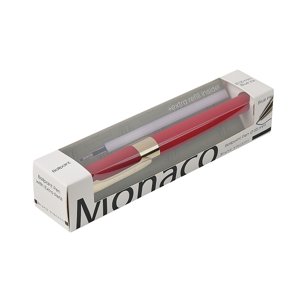 НАБОР: РУЧКА "MONACO" ШАРИКОВАЯ 0.5 ММ, СИНЯЯ (красный корпус) С ДОПОЛНИТЕЛЬНЫМ СТЕРЖНЕМ (10702070/100224/3059312,КИТАЙ)