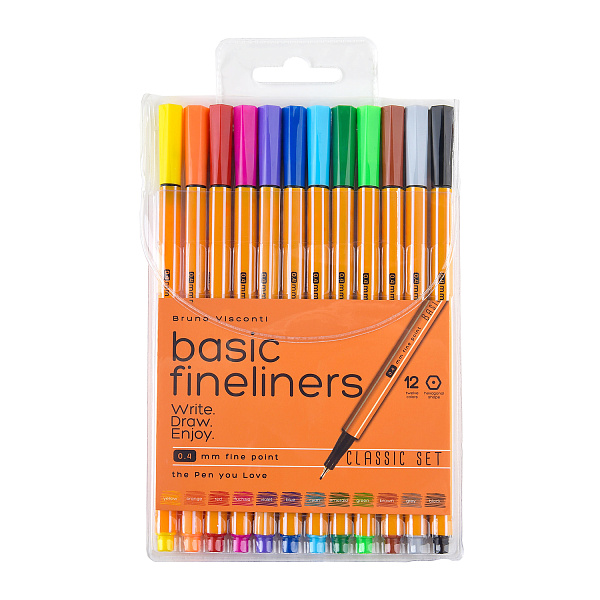 Набор скетч-линеров "Basic.Summer" В ПВХ КАРМАНЕ, 0.4 ММ, 12 ЦВ.