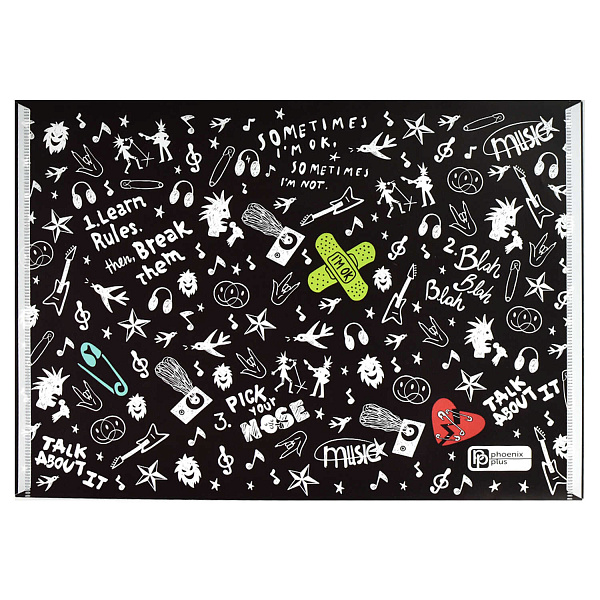 Папка для тетрадей А4 Феникс+ "ПАНК 2" (полипропилен, 33x23.5 см, 1 отд., кнопка, УФ-печать)