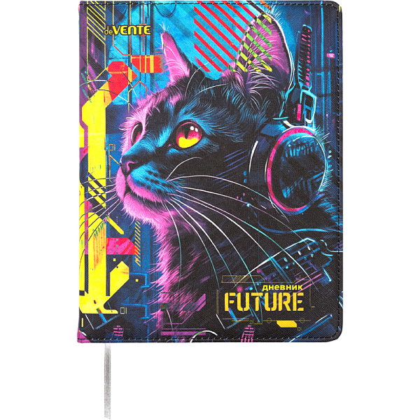 Дневник 1-11 кл. 48 л. "deVENTE. Label. Cyber Cat" тв.обложка из искусственной антивандальной кожи с