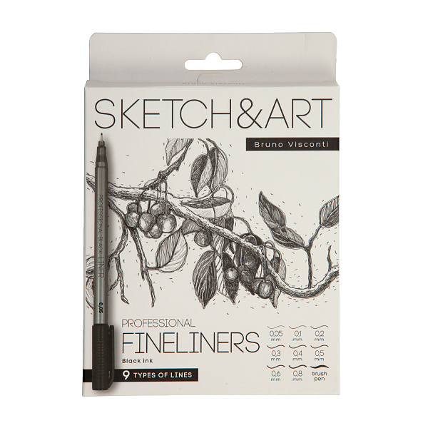 Набор линеров "SKETCH&ART" ЧЕРНОГО ЦВЕТА, 9 ШТ.