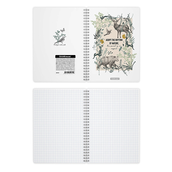 Тетрадь с пластиковой обложкой на спирали ErichKrause® Natural Life, А5, 80 л. клетка