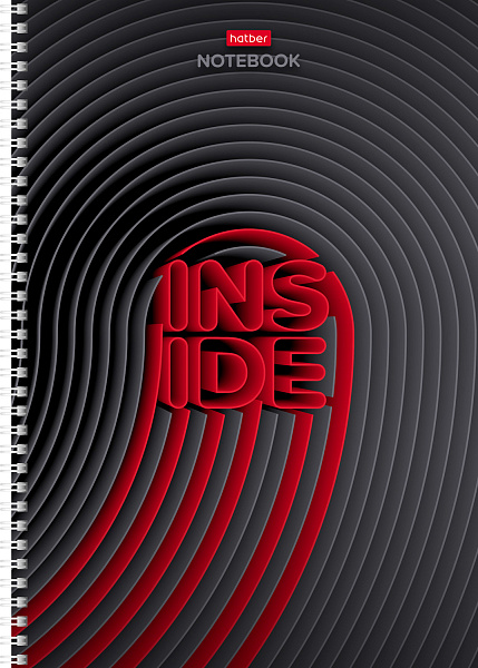 Тетрадь А4 96 л. кл. на гребне "INSIDE" 65г/кв.м  выб лак 4 диз.в блоке,многоуров.перфорация