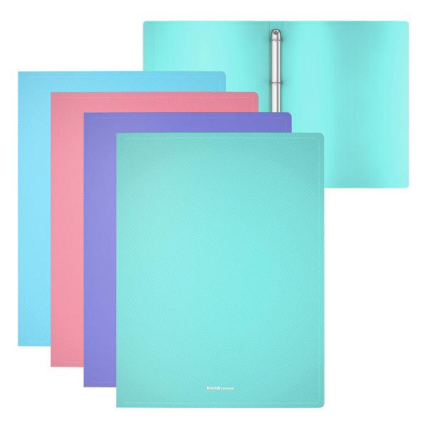 Папка 4 кольца 24 мм А4 ErichKrause® Diamond Pastel, ассорти (в пакете по 4 шт.)
