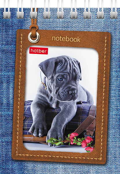 Блокнот А7 40 л. кл. на гребне "Щенки"