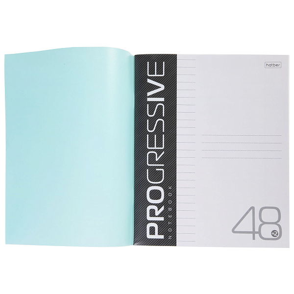 Тетрадь 48 листов в линию, пластиковая обложка "PROGRESSIVE", 60-65г/кв.м, бирюзовая