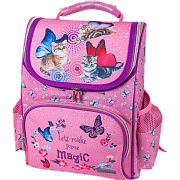 Ранец "Attomex. Lite. Fairy Cats" школьный жесткий 34x27x20 см, вес 900 г, 1 отделение на молнии с карманом для учебников, 1 передний карман на молнии и 2 боковых, эргономичная вентилируемая спинка и уплотненные лямки, дно из фактурной резины, светоо