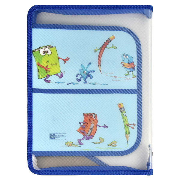 Папка для труда А4 Феникс+ "ГЛОБУС" (полипропилен, 22.8x32.8 см, 1 отд., молния, внутренний разделитель с эластичными держателями для канцелярских пр