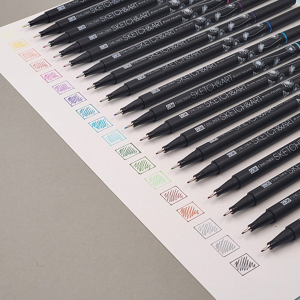 Набор скетч линеров 0.36мм 18 цв. SKETCH&ART. BLACK EDITION