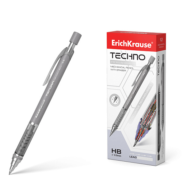 Карандаш автомат. 0,9 мм ErichKrause® Techno HB (в коробке 12 шт.)