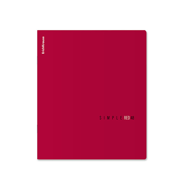 Тетрадь 48 листов в клетку "Simple Color", красный, ламинация soft-touch+выборочный УФ-лак ErichKrause 