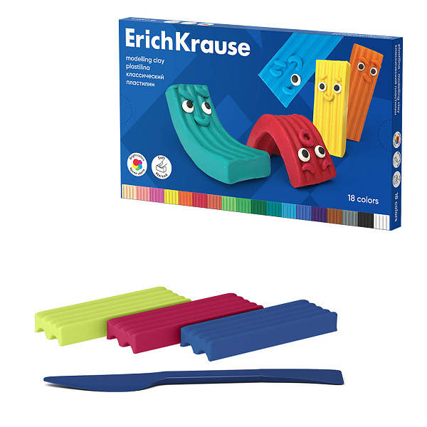 Пластилин 18 цв. ErichKrause Color Friends классический, со стеком, 270 г
