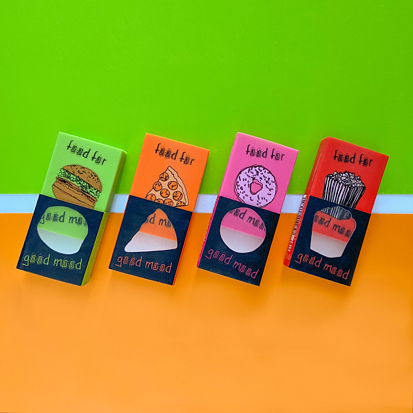 Ластик "HappyGraphix. Fastfood", 4 цвета