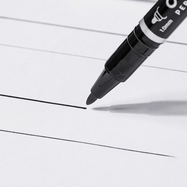 Маркер перм. 1 мм/0,5 мм Deli Think двойной пиш. наконечник черный