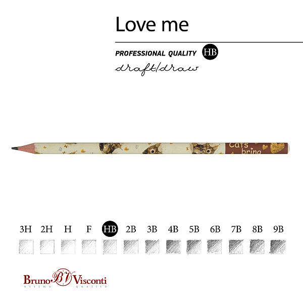Карандаш ч/г "LOVE ME. КОТИКИ ПРИНОСЯТ СЧАСТЬЕ."  НВ  