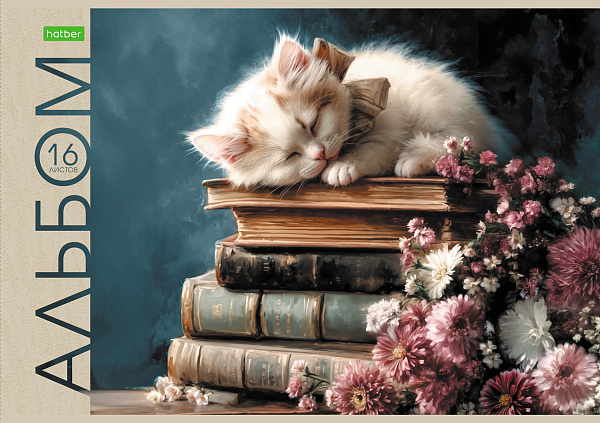 Альбом для рисования 16 листов "Маленькие мурлыки"  "ECO" А4ф на скобе 5 диз.в блоке