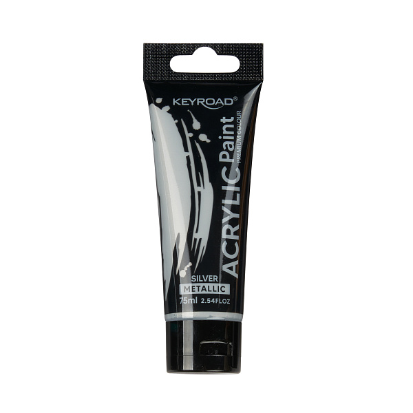 Акрил 75 мл туба KEYROAD художественный серебряный