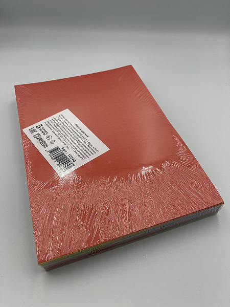 Картон цветной Немелованный А4, 100 листов, 10 цветов, односторонний, 190г/м, в т/у пленке