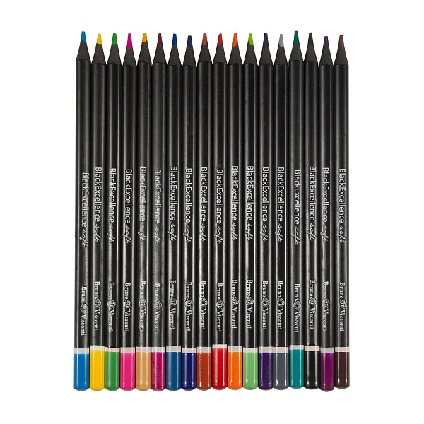 КАРАНДАШИ ЦВЕТНЫЕ ПЛАСТИКОВЫЕ  "Black Excellence" С ТОЧИЛКОЙ, 18 ЦВЕТОВ, 4 ВИДА (10702070/190723/3294953,КИТАЙ)