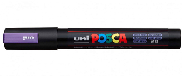 Маркер акрил. POSCA PC-5M фиолетовый металлик, 1.8 - 2.5 мм, пулевидныйнаконечник (номер цвета М12)