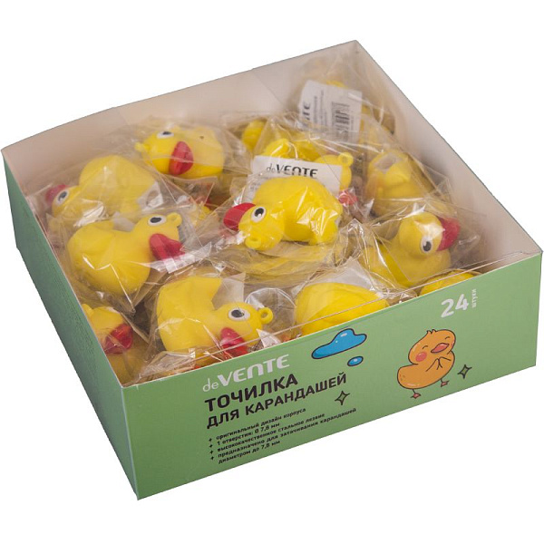 Точилка 1 отв. "deVENTE. Duck" 29x35x41 мм, пластиковая с покрытием Soft Touch, каждая в индивидуальном пакете с с индивидуальной маркировкой