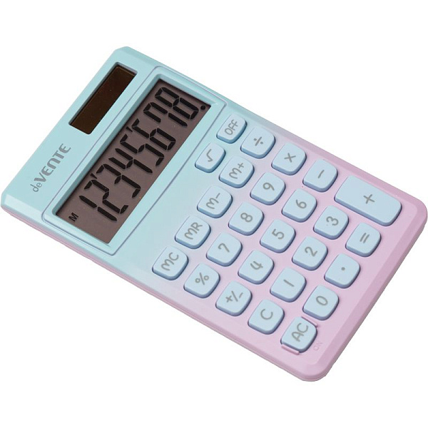 Калькулятор карманный 8-разр. "deVENTE. Degrade" DP-4, 70x118x11 мм, голубой и розовый деграде, работа с памятью, автоматическое вычисление процентов, квадратного корня, коррекция последнего введенного значения, автоматическое отключение, в картонной