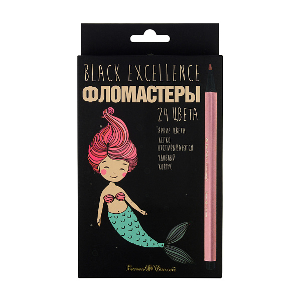 Фломастеры 24 цв. "BLACK EXCELLENCE"  4 ВИДА