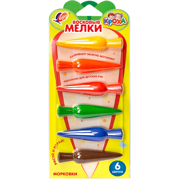 Мелки восковые 6 цв. Луч "Кроха" фигурные "Морковки"