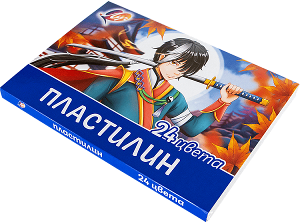 Пластилин 24 цв. Луч Классика 480 гр." Аниме" со стеком. Синий (карт.уп.ка)