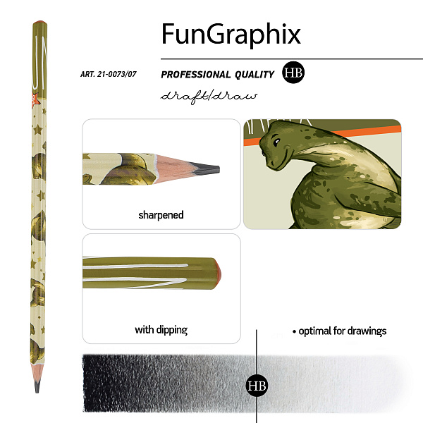 Карандаш ч/г HB "Fun Graphix.Динозавр" (пластиковый корпус)