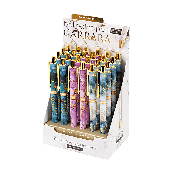 Ручка шариковая автомат. 0,5 мм "Carrara.Bright" СИНЯЯ 3 ВИДА