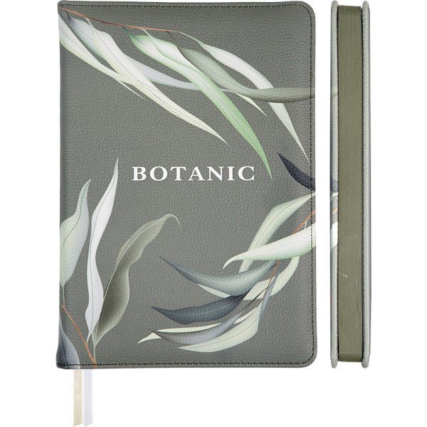 Ежедневник недат А5 "deVENTE. Botanic" оливковый, 272 стр, белая бумага 70 г/м² с оливковым срезом, 