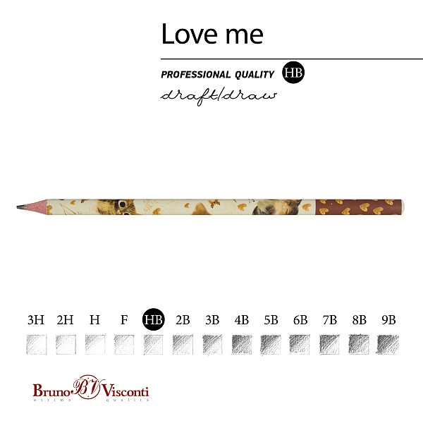 Карандаш ч/г "LOVE ME. КОТИКИ. СЧАСТЬЕ." НВ 