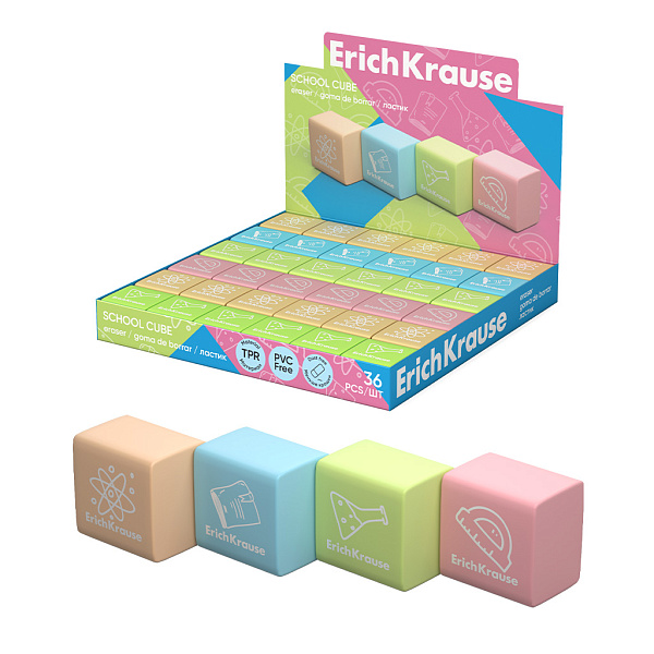 Ластик ErichKrause School cube (в коробке)