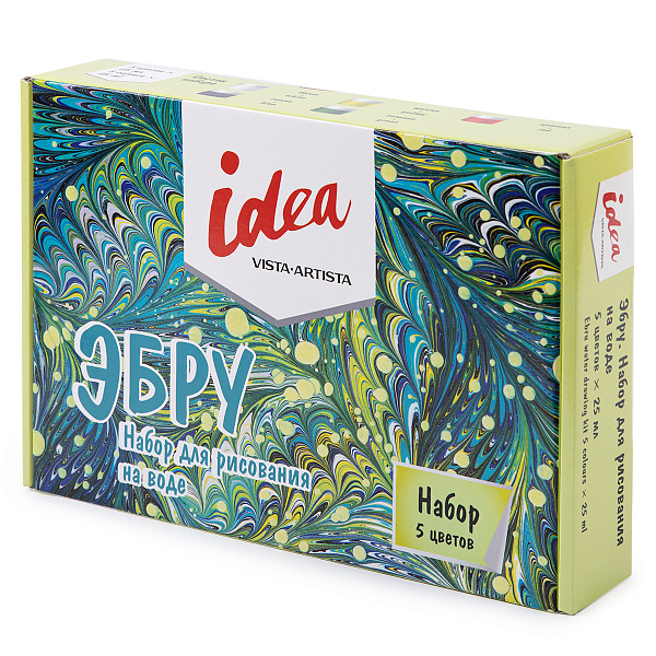 Набор для рисования на воде (Эбру) 5 цв. х  25 мл набор 5 цв. с плоской кистью VISTA-ARTISTA