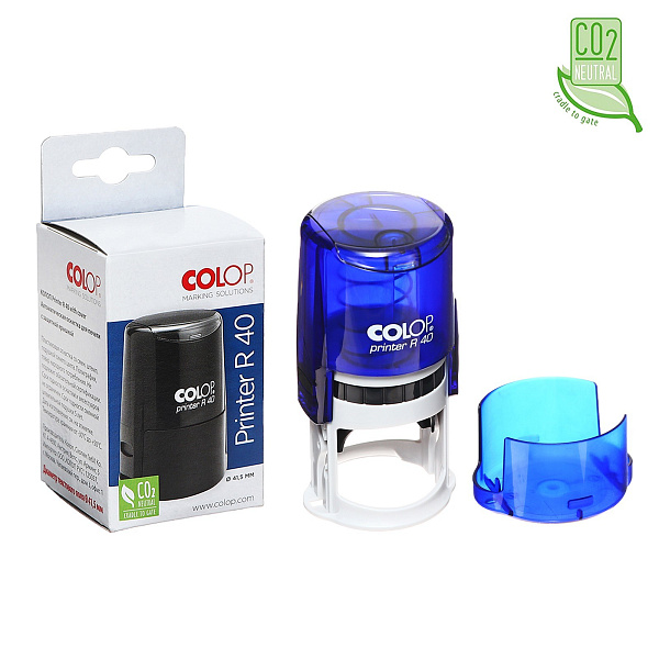 Оснастка для круглой печати PRINTER R40 indigo с крышкой автомат. пластик. d41,5 мм, корпус индиго