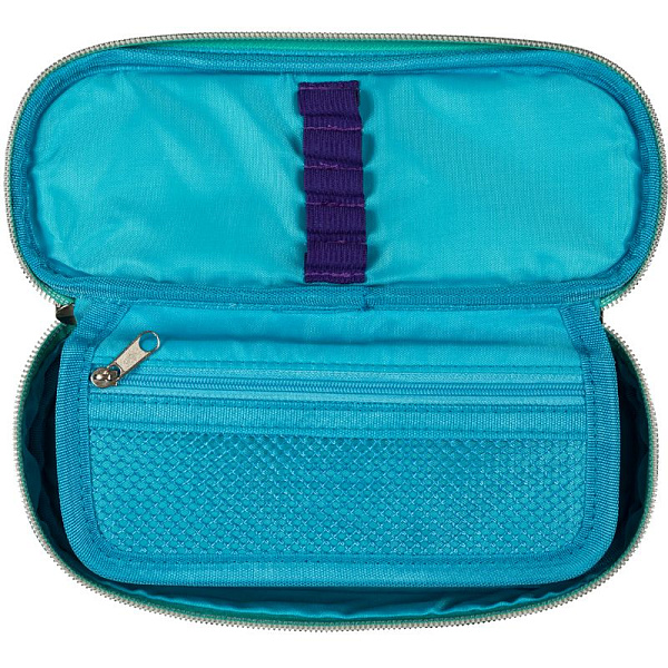 Пенал "deVENTE. Teddy Bear" 21x8x5 см, овальный для 50 предметов, с внутренним органайзером-створкой, текстильный джинсовый, на молнии