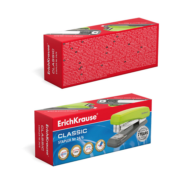 Степлер на 25 л. №24/6 ErichKrause Classic серо-зеленый (в коробке по 1 шт.)